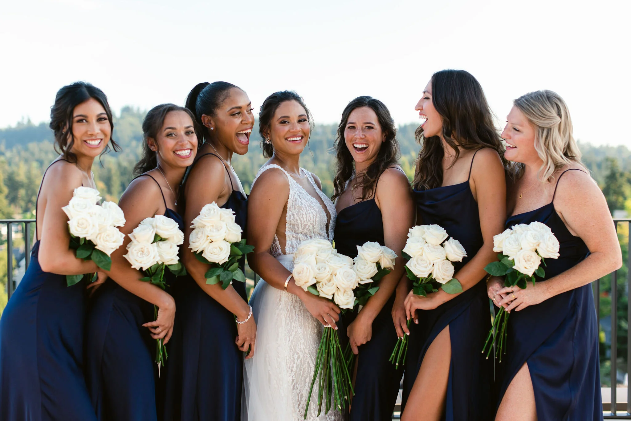 White rose cheap bridesmaid dresses